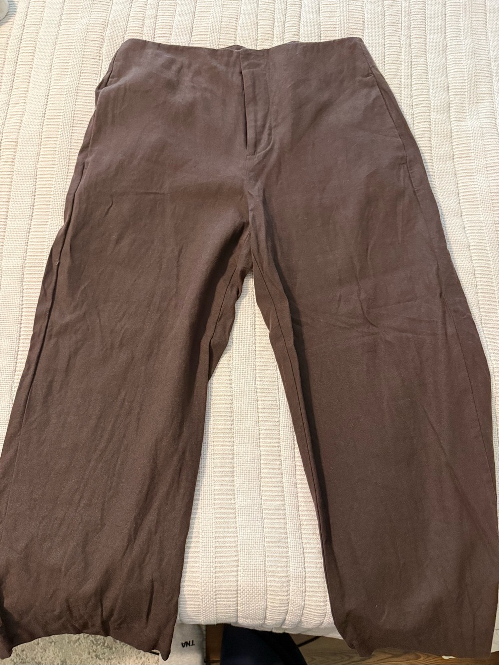 GAP linen-blend relaxed straight ankle pant in brown
